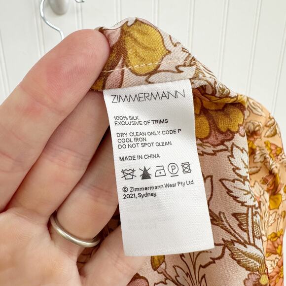 Zimmermann Andie Relaxed Floral Silk Habutai Blouse Button Down Shirt Orange - Picture 9 of 9